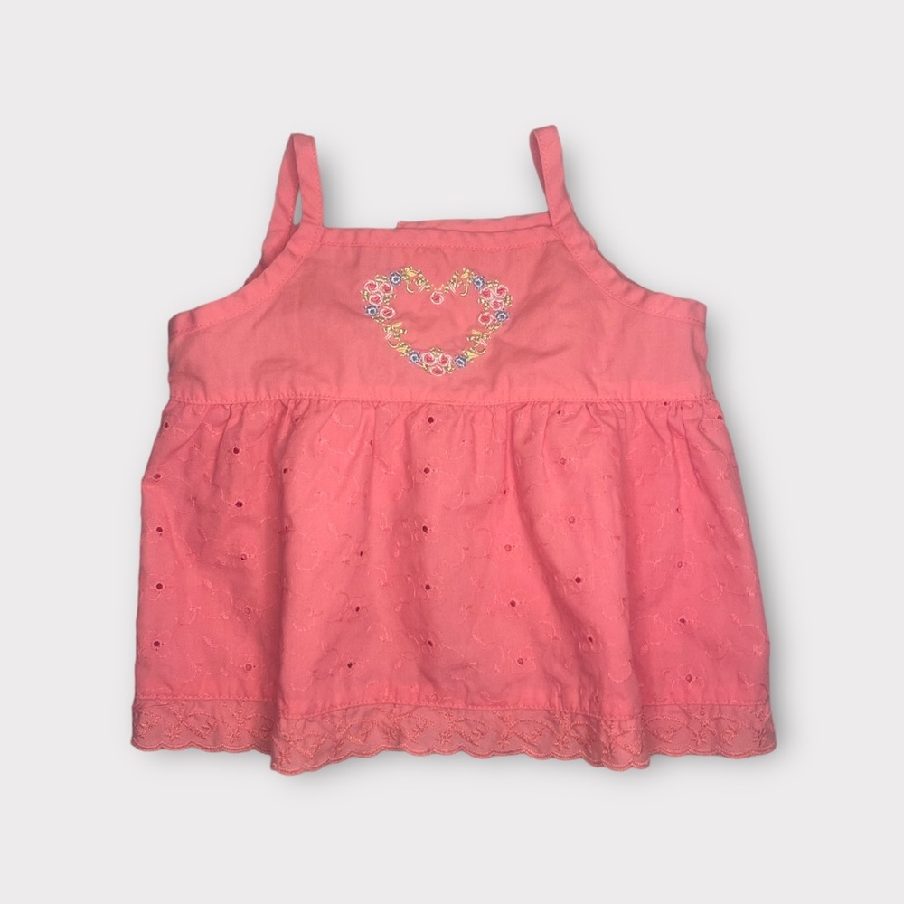 B.T. Kids Pink Embroidered Floral Heart Eyelet Top
